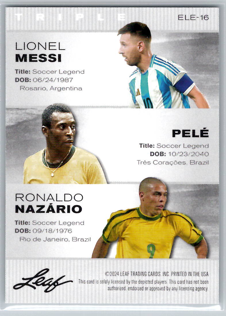 Lionel Messi, Pelé, Ronaldo Nazário