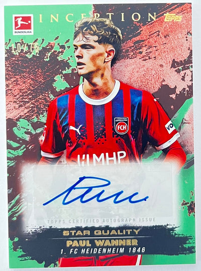 Paul Wanner 10/75 /Numbered /Autograph 2024-25 Topps Inception Bundesliga - Star Quality 1. FC Heidenheim 1846 Bundesliga
